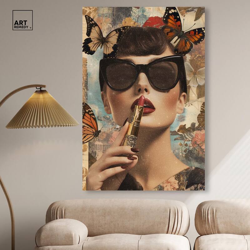 Iconic Lady Butterfly Collage II Canvas by Art Remedy, Gallery Wrapped