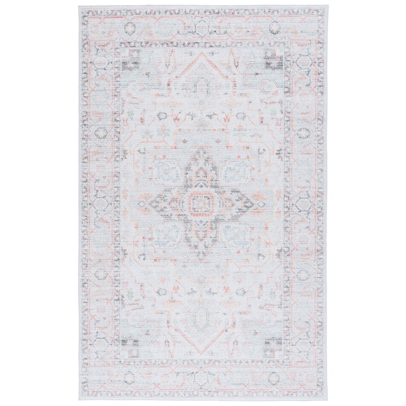 SAFAVIEH Tucson Ava Machine Washable Slip Resistant Shabby Chic - 8' x 10' - Light Grey/Light Green
