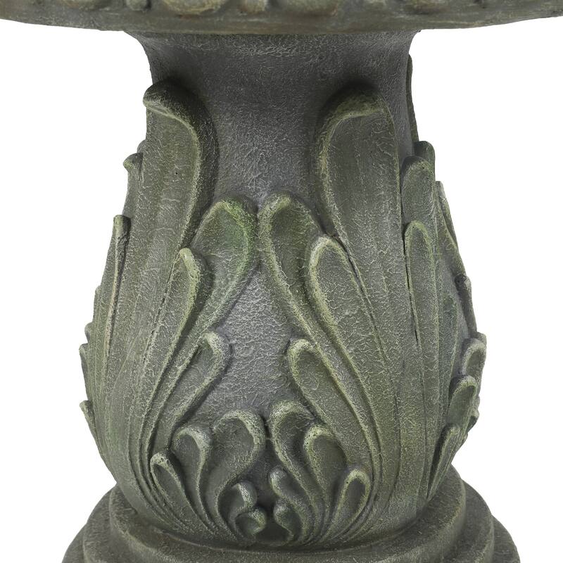 Weathered Green-Grey Cement Outdoor Accent Side Table - 21.7" H x 19.1" Diameter