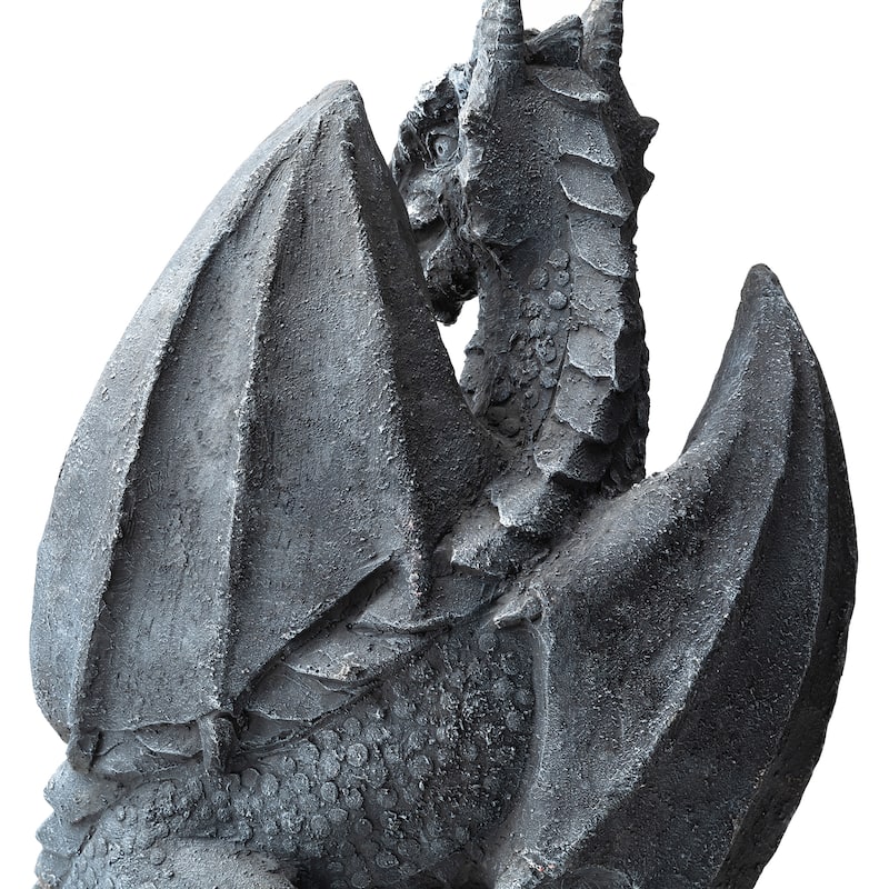 Glitzhome 36.5"H LED Mystical Gothic Dragon 4-Tier Polyresin Outdoor Floor Fountain - 36.5"