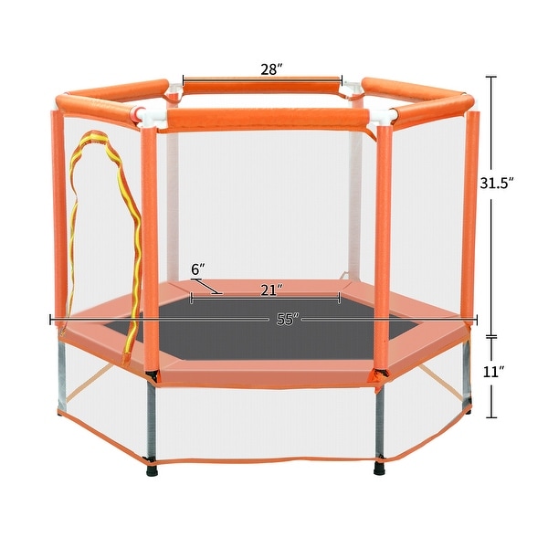 Nestfair 55" Orange Trampoline with Safety Enclosure Net and Balls