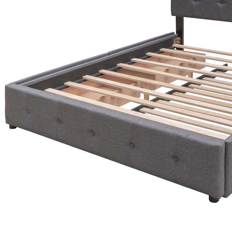 Upholstered Platform Bed with 2 Drawers and 1 Twin XL Trundle