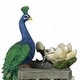 preview thumbnail 14 of 17, Resin Blue and Green Peacock Outdoor Fountain with LED Light - 31.69" H