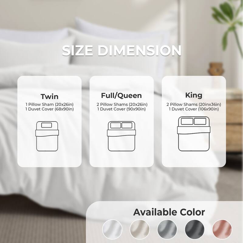Flax Linen Cotton Blend Duvet Cover Set, Durable, Breathable and Moisture-Wicking, 3 Piece Bedding Set
