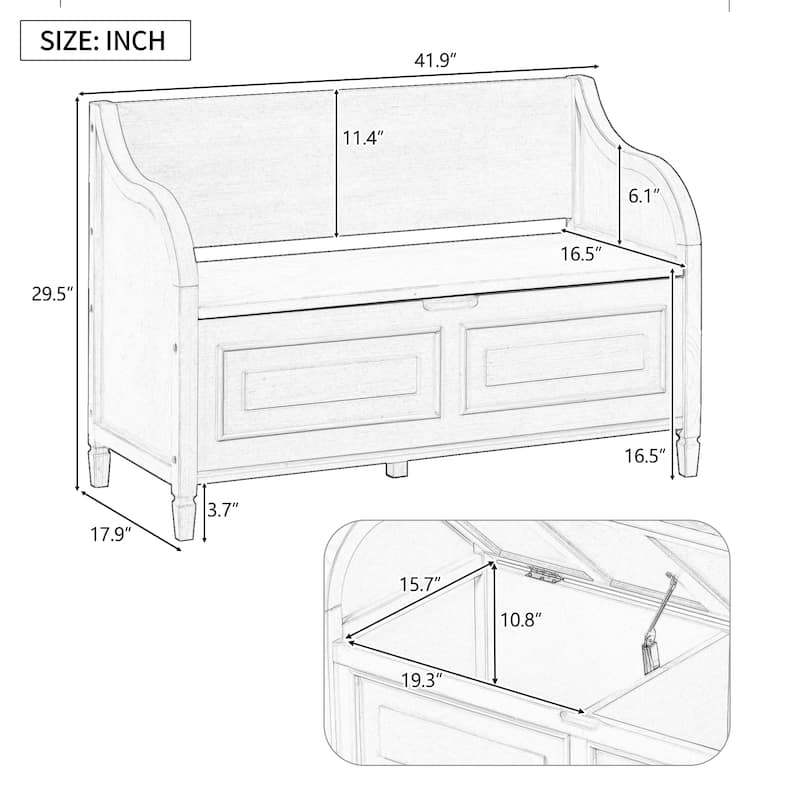 Solid wood Entryway Bench