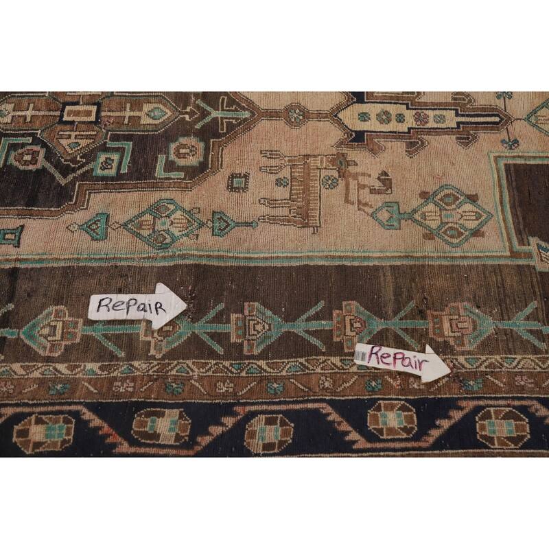 Geometric Ardebil Persian Antique Area Rug Handmade Wool Carpet - 4'8" x 10'4"