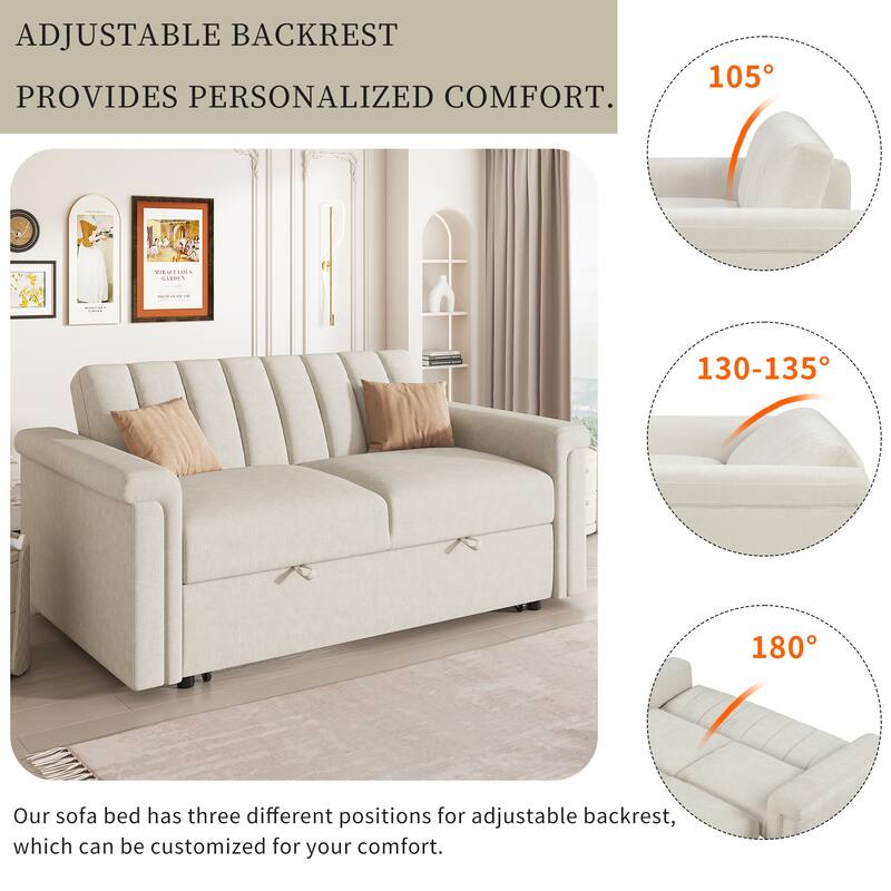 2-in-1 Convertible Sofa Pull Bed, Multi-Functional Loveseat Sofa, Upholstered 2-Seater Sofa with Adjustable Back