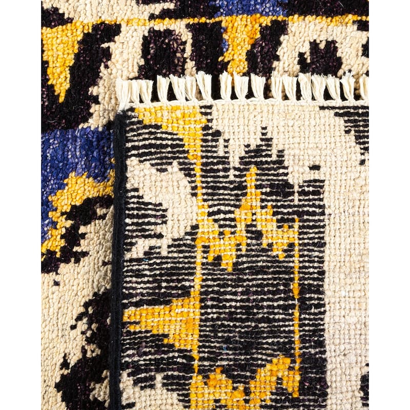 Overton Hand Knotted Wool Vintage Inspired Modern Contemporary Modern Black Area Rug - 6' 1" x 9' 2"