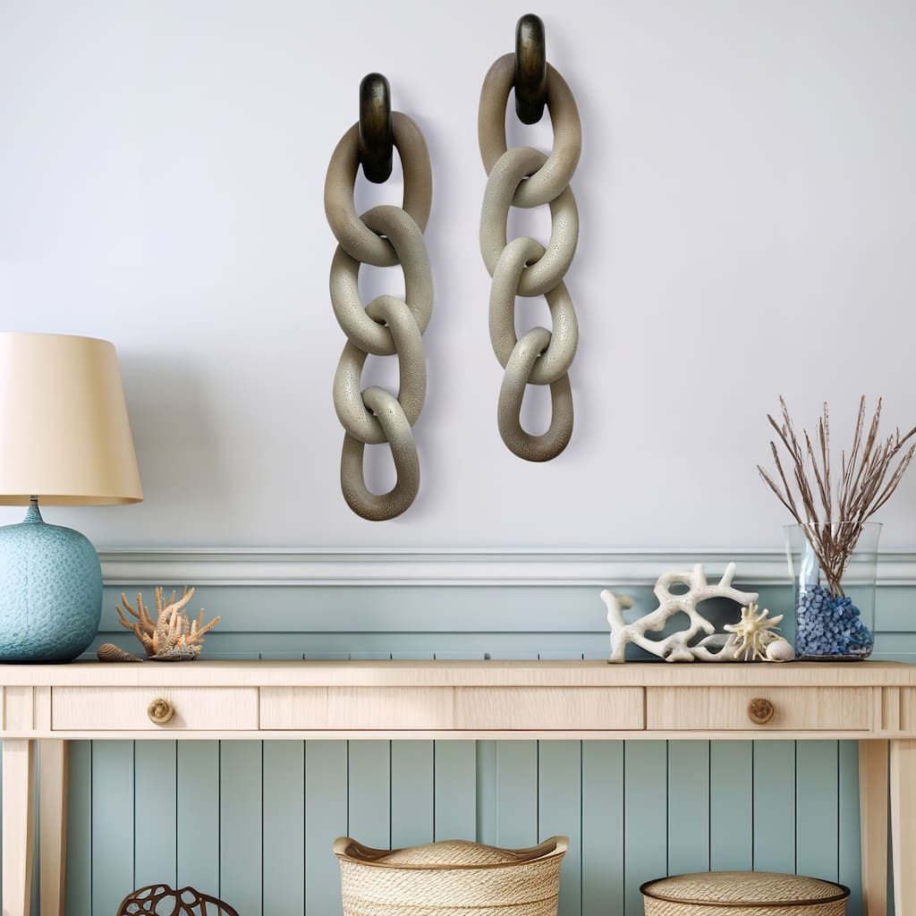Sagebrook Home Rendezvous Ombre Resin Chain Wall Decor - Unique Decorative Objects for a Chic Home Touch, Set of 2