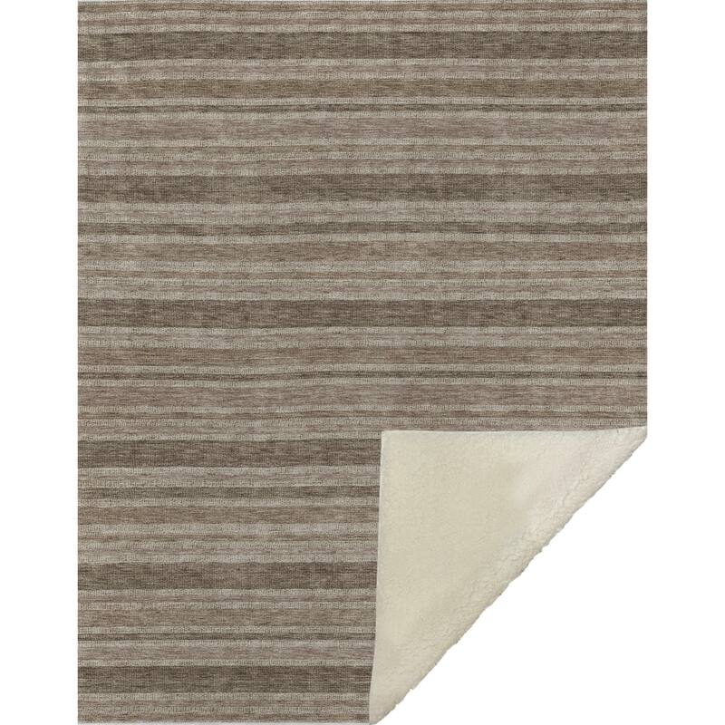 Premium Machine Washable Modern Stripe Sherpa Throw Blanket