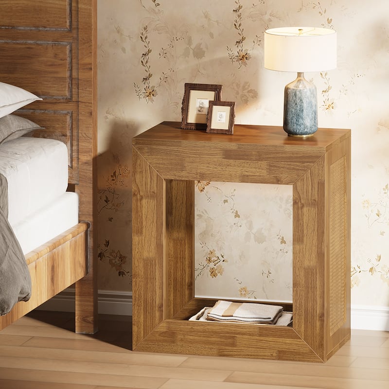 2-Tier Square End Table with Sturdy Base