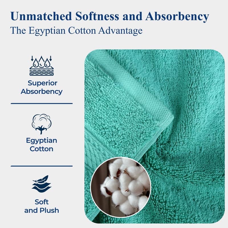 Superior Luxury Egyptian Cotton Bath Towel Set of 4 Ultra Plush, Heavyweight, Absorbent Spa & Hotel Quality Bath Towels Set