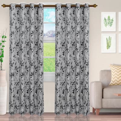 Superior Decorative Vintage Leaves Jacquard Curtain Set with 2 Panels