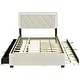 preview thumbnail 3 of 12, Beige Button-Tufted Wingback Bed Velvet Frame Storage Platform Full Bed with Drawers, Trundle Bed and Smart LED Light Bed Frame