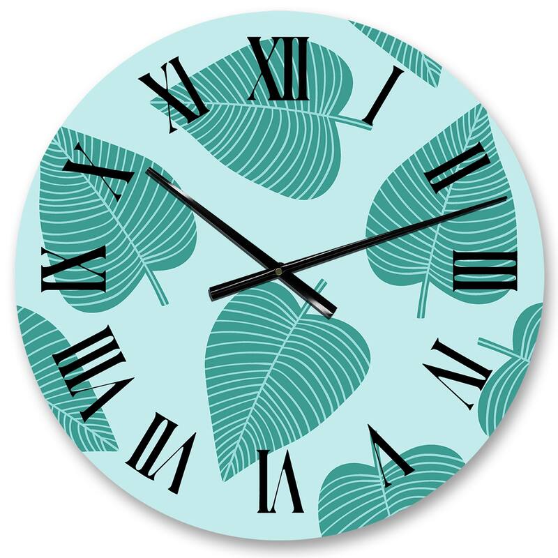 Designart 'Modern Exotic Tropical Leaves I' Traditional wall clock
