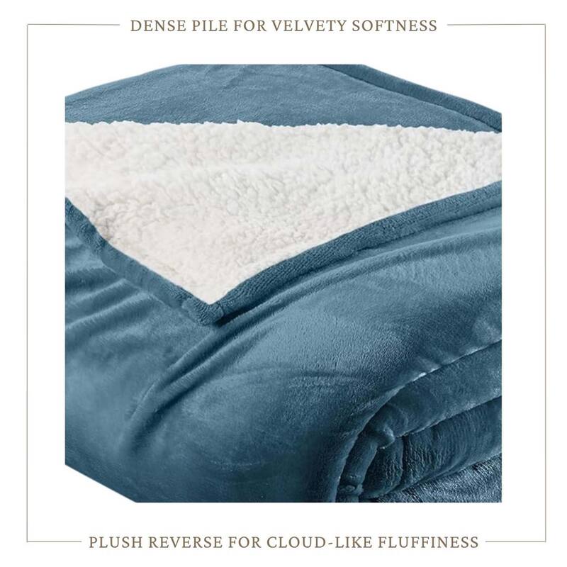Linery & Co. Velvet Plush Reversible Sherpa Bed Blanket