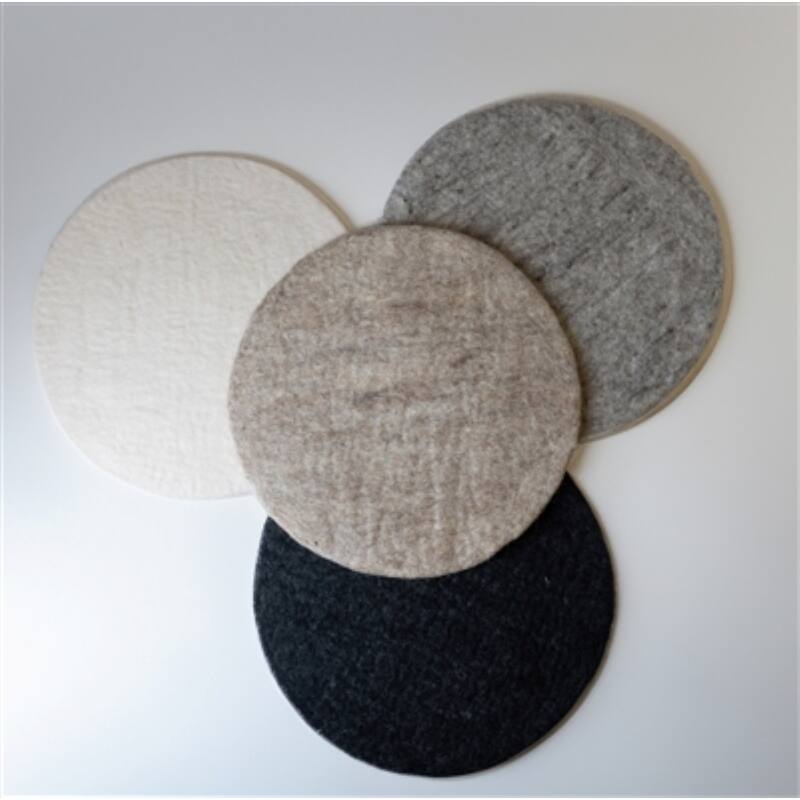 Round Solid Wool Placemat - 13.5" - Black