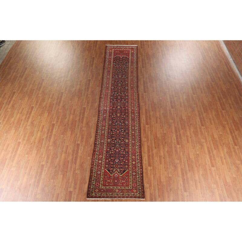 Pre-1900 Antique Bakhtiari Persian Runner Rug Handmade Wool Carpet - 3'4"x 15'8"