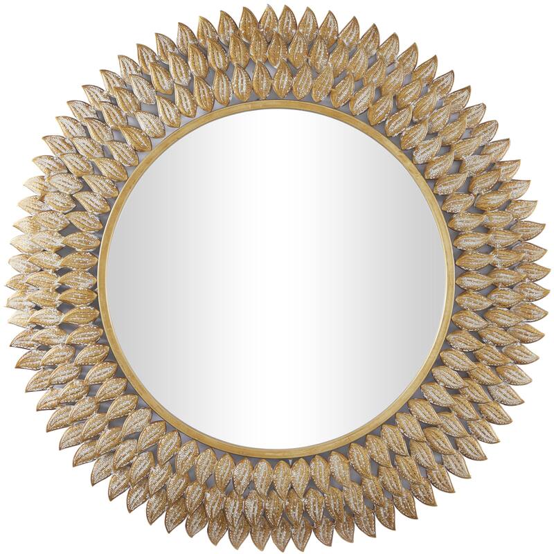 Metal Leaf Radial Room Wall Mirror - Gold - Roche River Decor - Gold