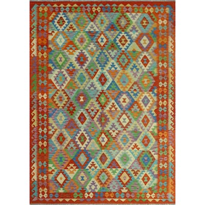 Sangat Flatweave Jonah Red/Purple Rug - 6'9" x 9'8"