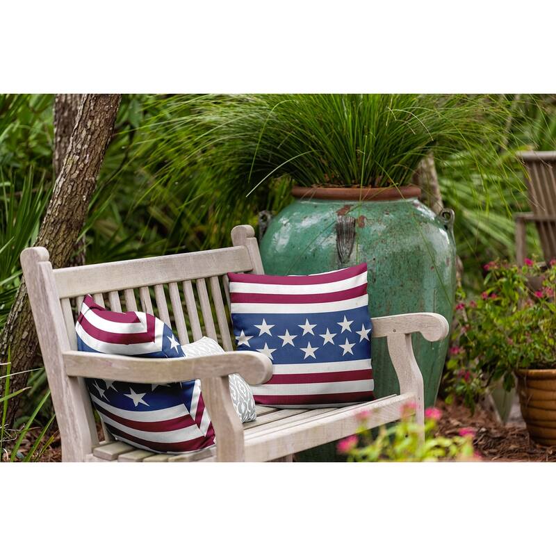 July 4th Stars and Bars Indoor/Outdoor Throw Pillow