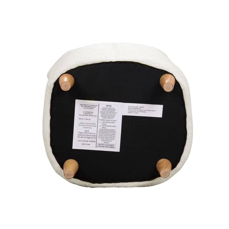 Aria Home White Curved Teddy Bear Kids Chair with Washable Fabric Seat
