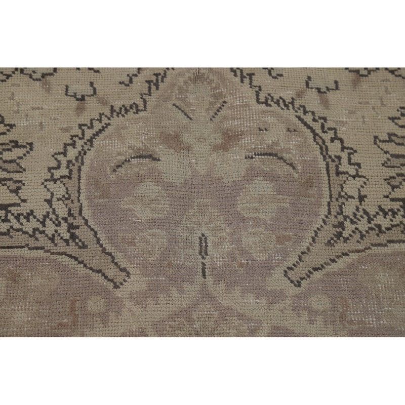 Distressed Tabriz Vintage Rug Hand-Knotted Oriental Wool Carpet - 9'9" x 12'6"