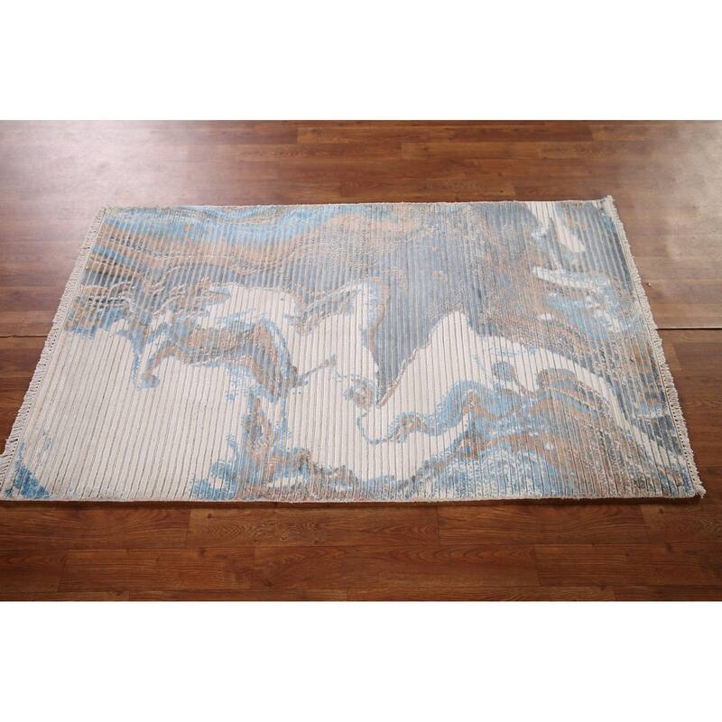 Abstract Oriental Accent Rug Handmade Wool Carpet - 3'0" x 5'1"