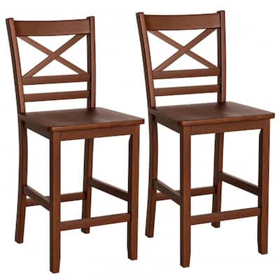 Set of 2 Bar Stools 25 Inch Counter Height Chairs - 18.5" x 16.5" x 39" (L x W x H)