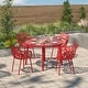 preview thumbnail 2 of 25, LeisureMod Devon Round Glass Top Aluminum Base Outdoor Dining Table - 47.25 x 47.25