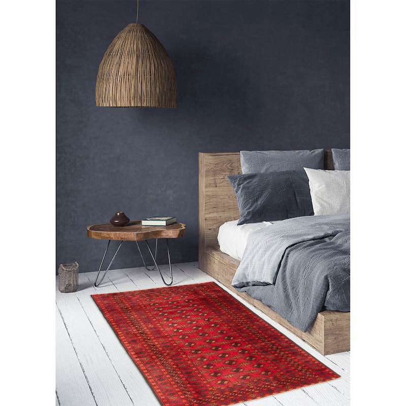 ECARPETGALLERY Hand-knotted Teimani Dark Red Wool Rug - 4'6 x 6'11