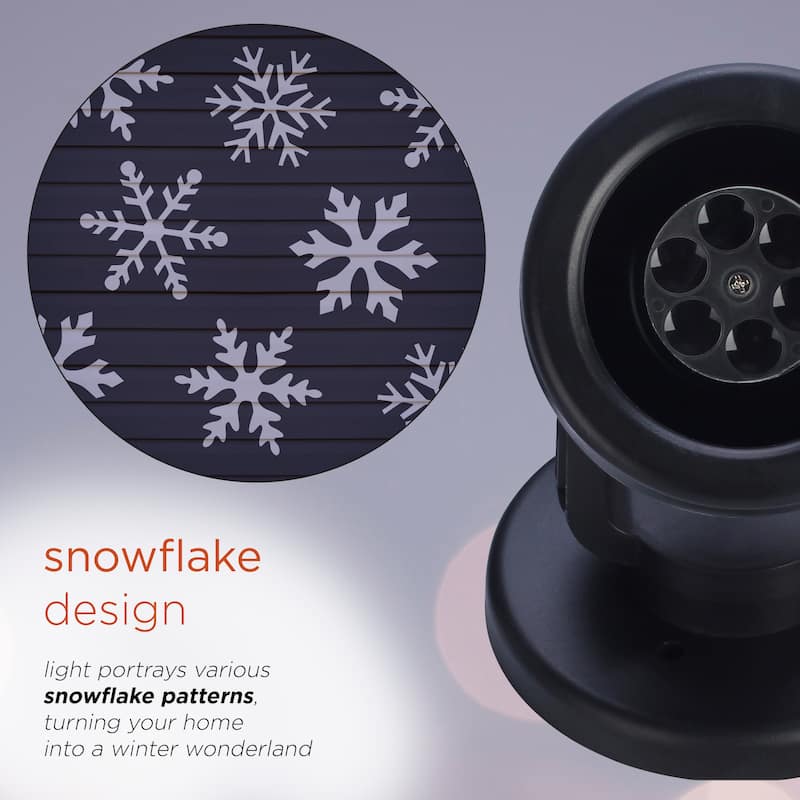 Alpine Corporation Outdoor Christmas Rotating Projector with White LED Lights, Snowflake Design