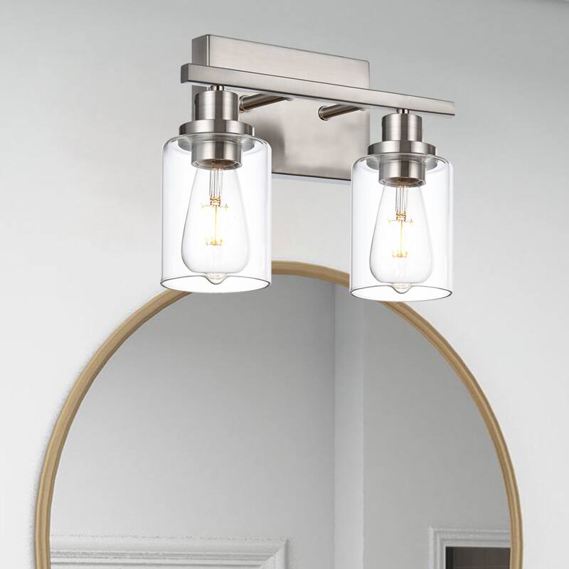 2-Light Bathroom Vanity Light with Clear Glass Shade
