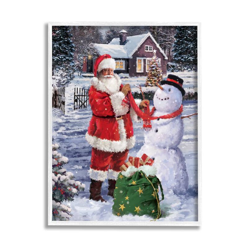 Stupell Santa Claus Building Snowman Holiday Winter Scenery Framed Wall Art - Multi-Color