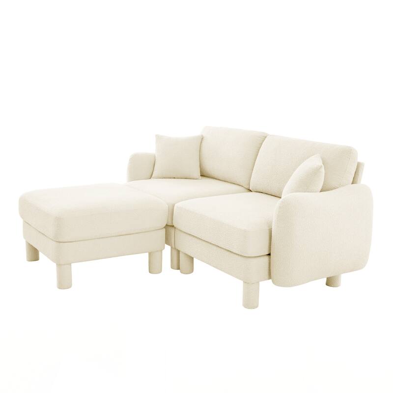 2-seater Loveseat Sofa Couch With Distinctive Shell-shaped Armrests And Removable Ottoman