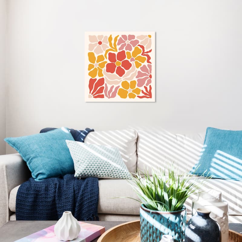 Wynwood Studio Canvas Floral and Botanical Forgetmenot Pattern Orange Modern & Contemporary Wall Art Canvas Print