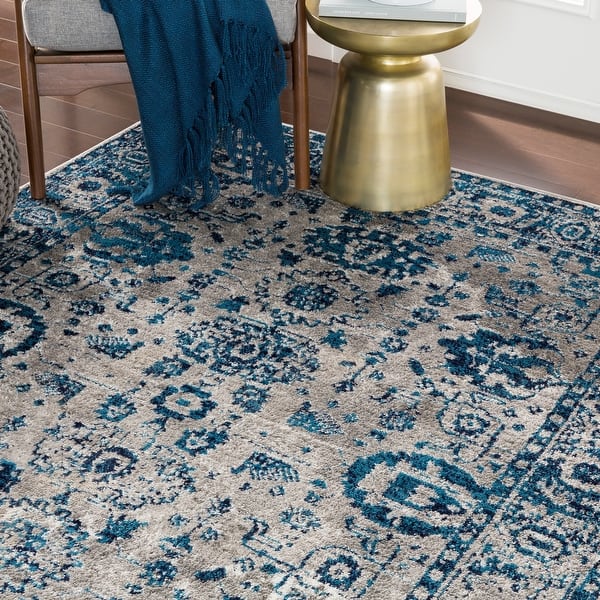 slide 2 of 35, Livabliss Reimes Distressed Traditional Area Rug Navy - 3'11" x 5'7"
