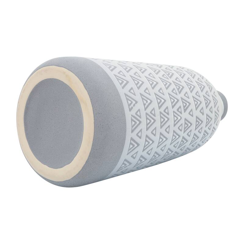 Ceramic Carved Aztec Decorative Flower Vase - Gray, 18"