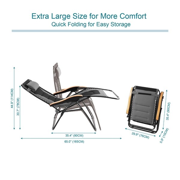 MFSTUDIO Oversize XL Padded Zero Gravity Lounge Chair Wider Armrest Adjustable Recliner with Cup Holder - N/A