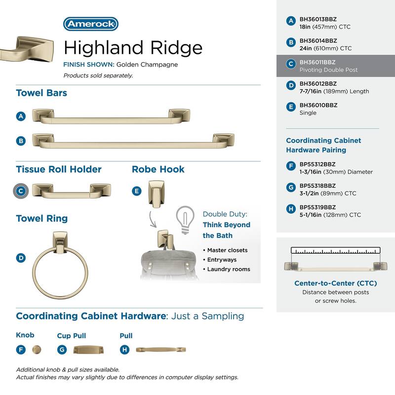 Amerock Highland Ridge Pivoting Double Post Toilet Paper Holder