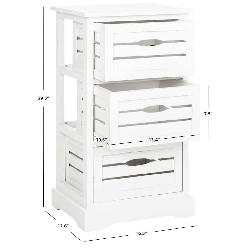 SAFAVIEH Cherry 3-Drawer Storage Cream Cabinet - 16.5" x 12.6" x 29.5" - 17Wx13Dx30H