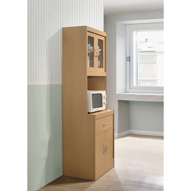 71" Beige Top and Bottom Enclosed Kitchen Cabinet