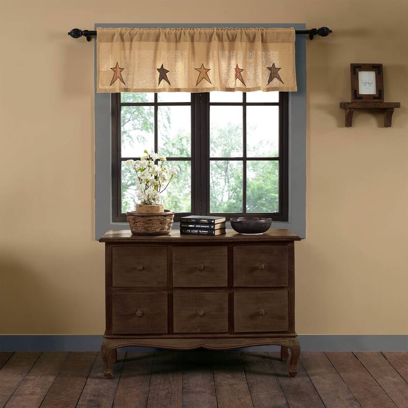 Stratton Burlap Applique Star Valance 16x60 - Valance 16x60