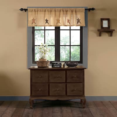 Stratton Burlap Applique Star Valance 16x60 - Valance 16x60