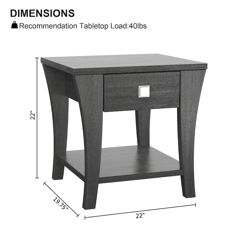 Gray Wood Curving Legs End Table