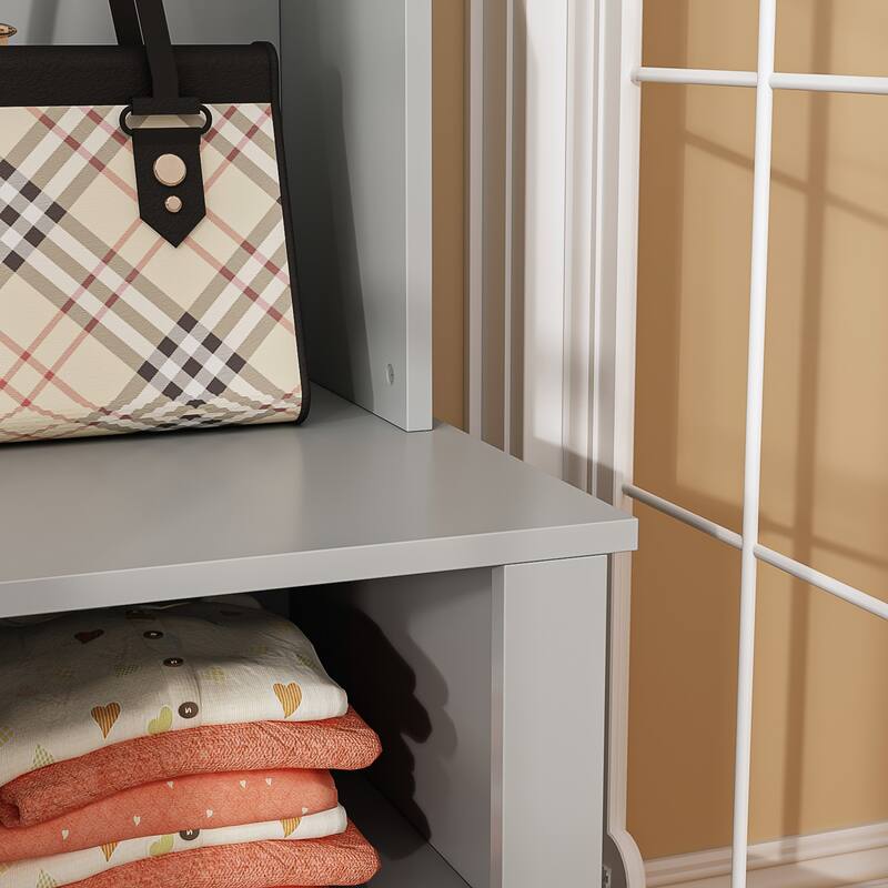 39.8'' Wide Hall Tree with Bench and Shoe Storage Cabinet Entryway
