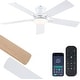 preview thumbnail 1 of 34, Kviflon 46 or 52 Inch Flush Mount Ceiling Fan with Light and Remote,5 Dual Side Blades for Living Room Bedroom Kitchen 46 Inches - White