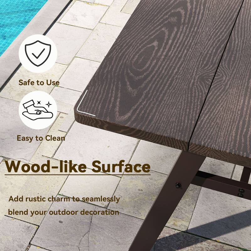 Gymax 59'' x 29.5'' Rectangle Rustproof Patio Dining Table w/ 1.93''