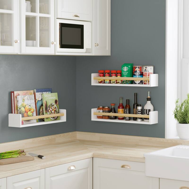 Wallniture Madrid Kidsroom Shelves, Nursery Decor Toy Storage, 24", White, Set of 3