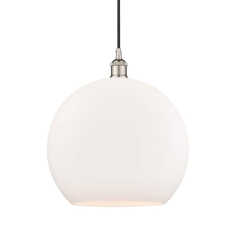 Innovations Lighting 616-1P-17-14 Athens Pendant Athens 14" Wide - Polished Nickel / Matte White